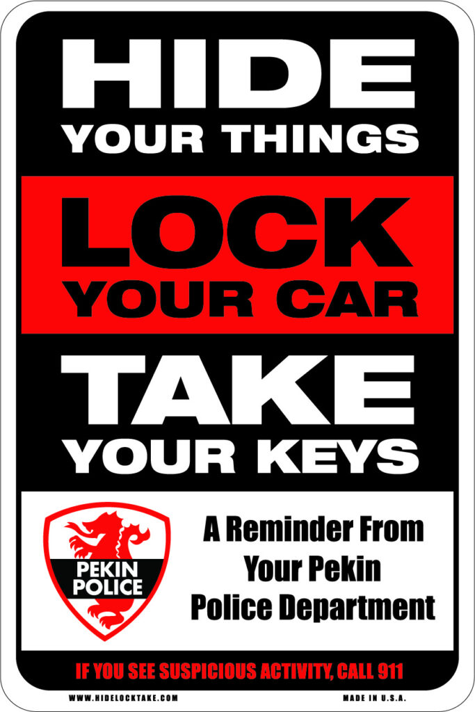 Pekin Police Department Crime Prevention Sign