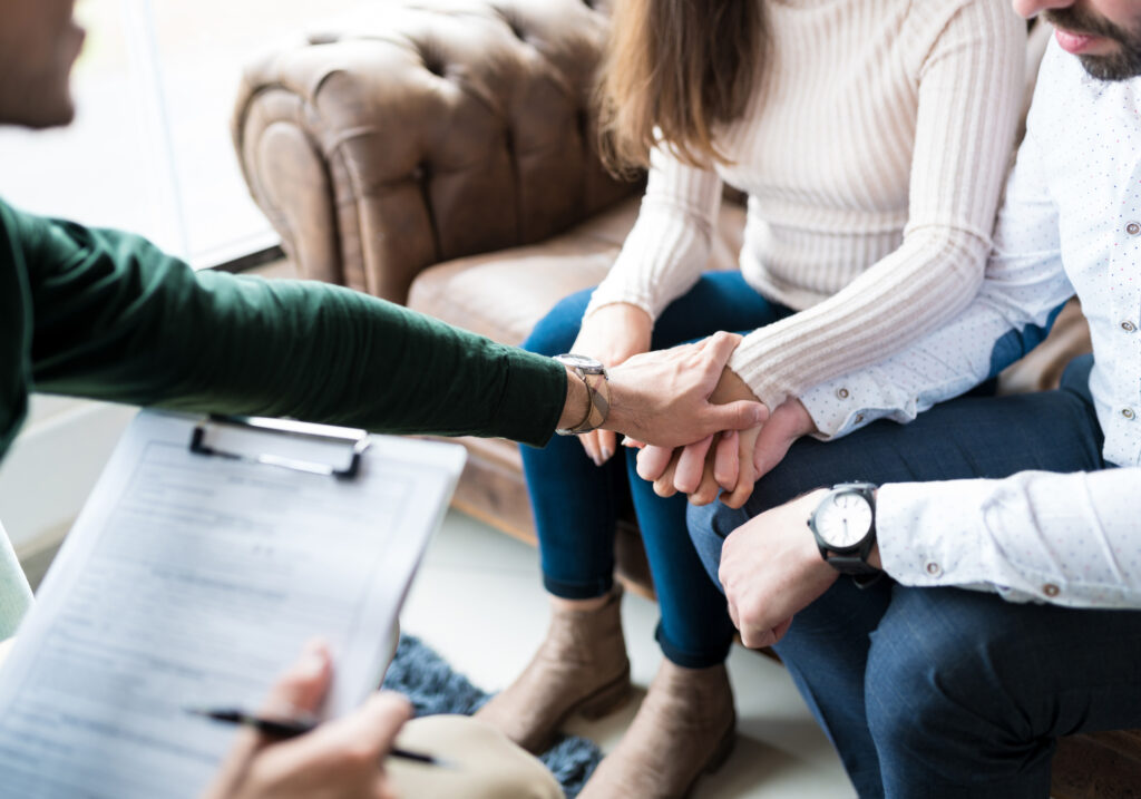 social worker meeting with couple